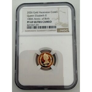 2026 Gold Ascension Crown Queen Elizabeth II 100th Anniv NGC PF 69 ULTRA CAMEO